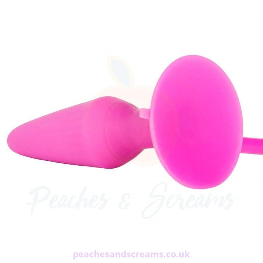 Pink Silicone Inflatable Butt Plug with Suction-Cup Base