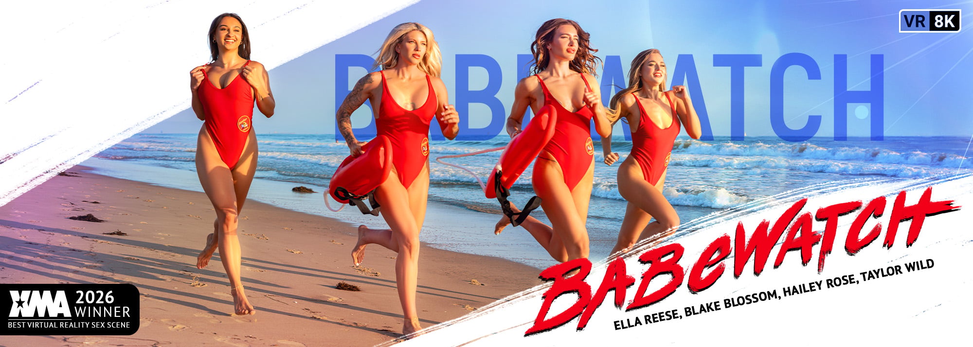 Babewatch - VR Porn Video, Starring: Blake Blossom, Hailey Rose, Ella Reese, Taylor Wild