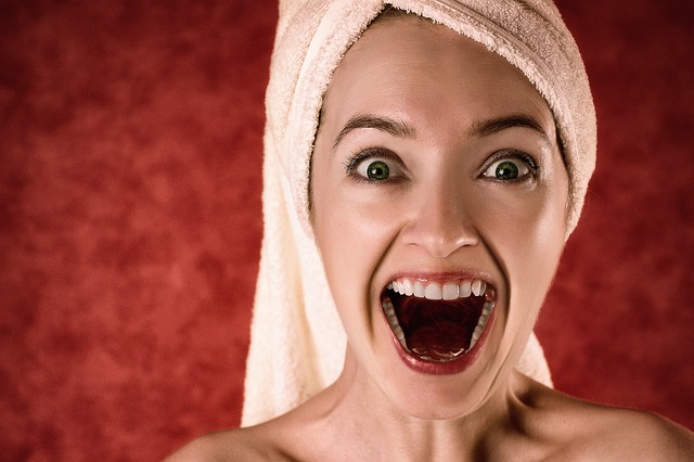 Screaming Girl in a towel
